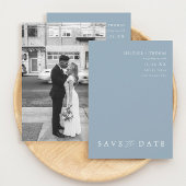 Invitation Dusty Blue Modern Mariage Photo Enregistrer Les Da