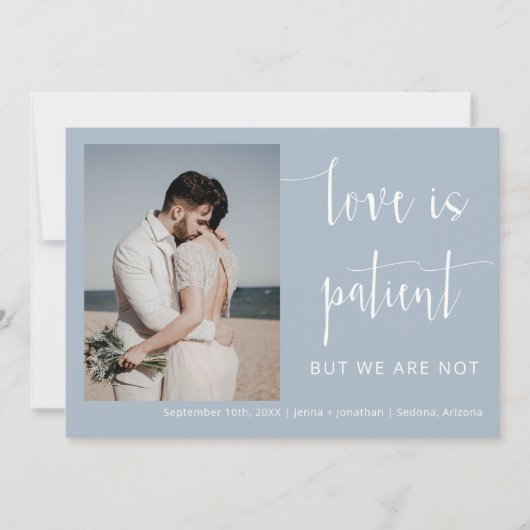 Invitation Dusty Blue Modern Minimal Script Elopement photo (Devant)