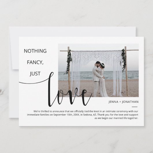 Invitation Dusty Blue Modern Minimal Script Elopement photo (Dos)