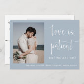 Invitation Dusty Blue Modern Minimal Script Elopement photo (Devant / Derrière)