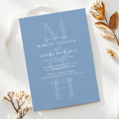 Invitation Dusty Blue Modern Monogram Overlay Wedding