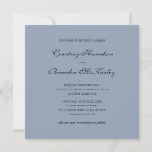 Invitation Dusty Blue Modern Photo Gold Hearts Mariage (Dos)