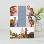 Invitation Dusty Blue Modern Photo QR Code Tout en un Mariage (Debout devant)