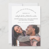 Invitation Dusty Blue Modern Script Mariage photo botanique (Devant)