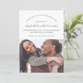 Invitation Dusty Blue Modern Script Mariage photo botanique (Debout devant)