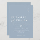 Invitation Dusty Blue Moderne Élégant Mariage Monogramme (Devant / Derrière)