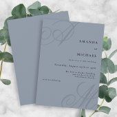 Invitation Dusty Blue Moderne Élégant Mariage monogramme mini