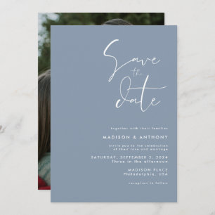 Invitation Dusty Blue Moderne Minimaliste Mariage photo