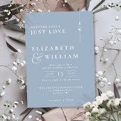 Invitation Dusty Blue Moderne Monogramme Mariage intime