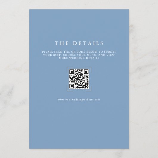 Invitation Dusty Blue Monogram QR Code All In One Wedding (Dos)