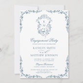 Invitation Dusty Blue Monogramme Vintage (Devant)