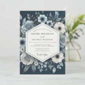 Invitation Dusty Blue Moody Bloom Wedding (Debout devant)
