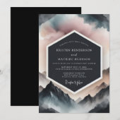 Invitation Dusty Blue Mountain Romance Wedding (Devant / Derrière)