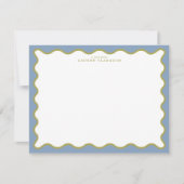 Invitation Dusty Blue & Mustard Wavy Border Note Card (Devant)