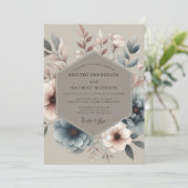 Invitation Dusty Blue Muted Bloom Wedding (Debout devant)