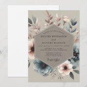 Invitation Dusty Blue Muted Bloom Wedding (Devant / Derrière)