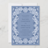 Invitation Dusty Blue Navy Botanical Floral Mariage (Devant)
