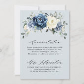 Invitation Dusty Blue Navy Champagne Ivory Floral Mariage (Dos)