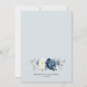 Invitation Dusty Blue Navy Champagne Ivory Floral Mariage En (Dos)