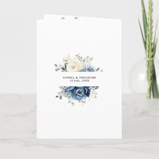 Invitation Dusty Blue Navy Champagne Ivory Folk Mariage (Dos)