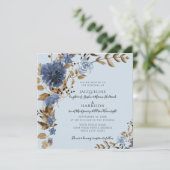 Invitation Dusty Blue Navy Floral Earth Tone Mariage (Debout devant)