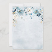 Invitation Dusty Blue Navy White Ivory Gold Floral Mariage (Dos)