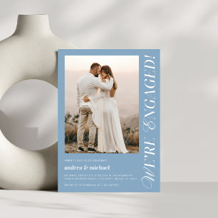 Invitation Dusty Blue Nous sommes engagés Fiançailles moderne