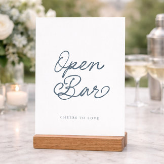 Invitation Dusty Blue Open Bar Wedding Sign