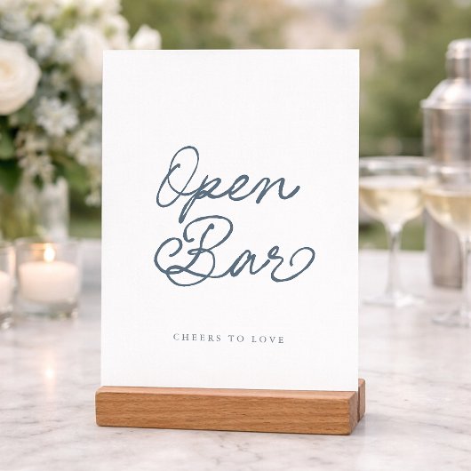 Invitation Dusty Blue Open Bar Wedding Sign