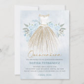 Invitation Dusty Blue or parties scintillant Floral Robe Quin (Devant)