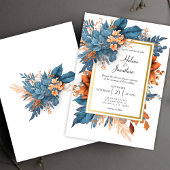 Invitation Dusty Blue Orange Terracotta Boho Elégant Mariage
