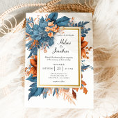 Invitation Dusty Blue Orange Terracotta Boho Elégant Mariage