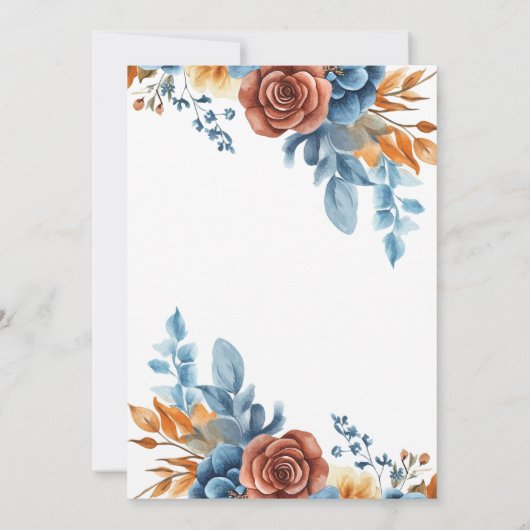 Invitation Dusty Blue Orange Terracotta Élégant Mariage (Dos)