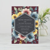 Invitation Dusty Blue Painterly Bloom Wedding (Debout devant)