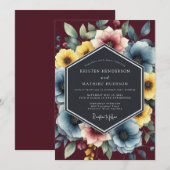 Invitation Dusty Blue Painterly Bloom Wedding (Devant / Derrière)