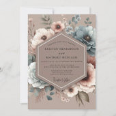 Invitation Dusty Blue Painterly Bloom Wedding (Devant)