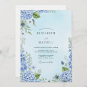 Invitation Dusty Blue Painterly Botanical Wedding (Devant / Derrière)