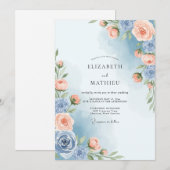 Invitation Dusty Blue Painterly Spring Wedding (Devant / Derrière)