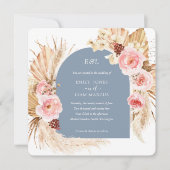 Invitation Dusty Blue Pampas Grass Boho Floral Carré (Devant)