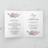Invitation Dusty Blue Pastel Pink hydrangeas Mariage plié (Intérieur)