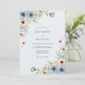 Invitation Dusty Blue Peach Breezy Spring Wedding (Debout devant)