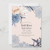 Invitation Dusty Blue & Peach Broderie de dentelle pour une d (Devant)
