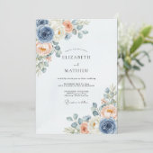 Invitation Dusty Blue Peach Delicate Spring Wedding (Debout devant)
