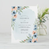 Invitation Dusty Blue Peach Dreamy Spring Wedding (Debout devant)