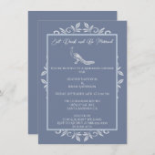 Invitation Dusty Blue Peacock Dîner de répétition (Devant / Derrière)