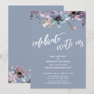 Invitation Dusty Blue Peint Floral Célébrez avec nous