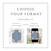 Invitation Dusty Blue Peonies Religieux Garçon Première Commu