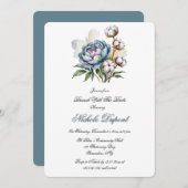 Invitation Dusty Blue Peony and Cotton Lunch With The Bride (Devant / Derrière)