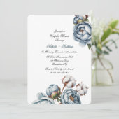Invitation Dusty Blue Peony and Cotton Wedding Shower (Debout devant)
