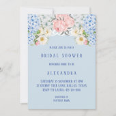 Invitation Dusty Blue Peony Fête des mariées romantique Hydra (Devant)